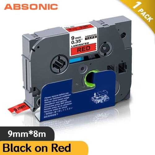 Absonic 9mm TZe-421 Compatible Brother Tze421 Tz-421 Label Tape Black on Red Laminated for Brother P-Touch PT H101C H105 Printer