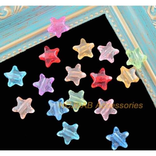 Fashion 80Pcs New Transparent Acrylic Charms Tiny Star Spacer Beads Mixed 11.5mm