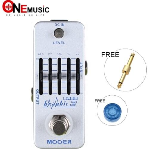MOOER Graphic B 5-Band Bass Equalizer Pedal Smallest Bass graphic equalizer pedal in the world+Free Connector