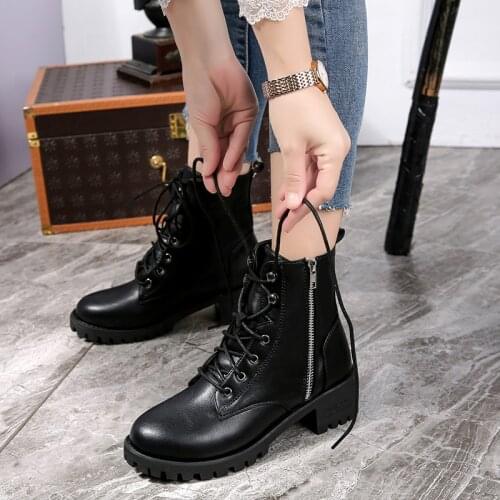 Motorcycle Boots Ladies Vintage Combat Autumn Boots Army Punk Goth Women Boots Women Biker PU Leather Short Boots jkm8