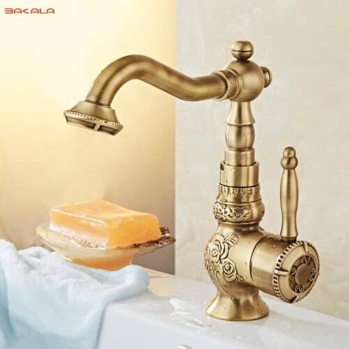 2018 New Arrive Deck Mounted Antique Brass-ORB Single Handle Bathroom Sink Mixer Faucet Hot & Cold Water BR-10702