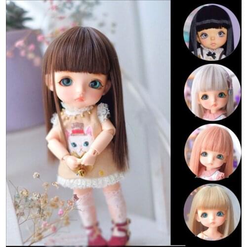 1/3 1/4 1/6 1/8 1/12 BJD sd doll wig black high temperature fiber heat resistant wire long straight bangs doll hair