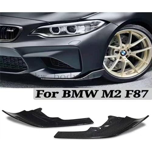 MP Style Real Carbon Front Splitters Canards for BMW M2 F87 Front Bumper Splitters Apron Flaps Carbon Fiber CarStyling Front Lip