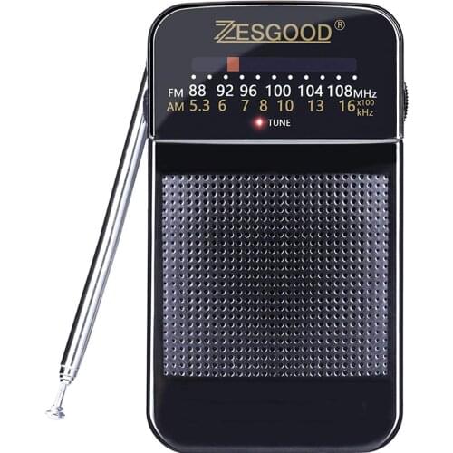 ZesGood Portable Radio AM FM Radio Battery Operated for Walking Hiking Camping Powered by 2AA Battery, Power Saving