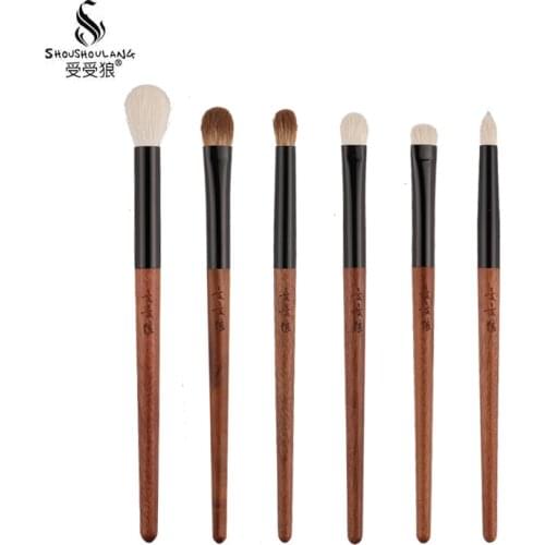 Shoushoulang Professional Handmade Make Up Brush Set Eye Shadow Blending Brush Soft Fox Goat Hair Makeup Brushes Kit
