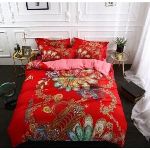 Drop Shipping 3D Digital Printing Duvet Cover Pillowcases Bohemia Blue Flower Soft Bed Covers 3/4PCS D44 Bohemia Red flower