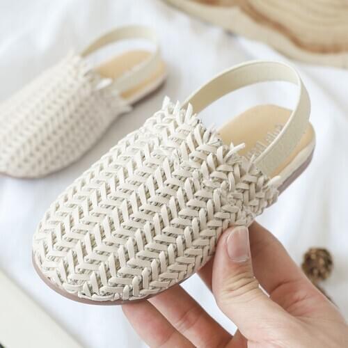 Summer Kids Sandals For girls Braided Sandals Fashion Toddler baby PU Leather Beach shoes Soft Children Casual princess Slippers