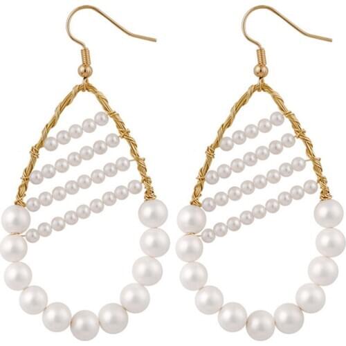 1 Pair Pearl Earrings Hoop Women Earrings Chic Vintage Pearl Water-Drop Dangle Earrings Pierced Earrings