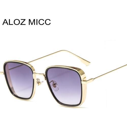 ALOZ MICC Unisex Steampunk Sunglasses Men Brand Design Metal Frame Single Beam Square Sunglasses Women Gradient Shades Q702