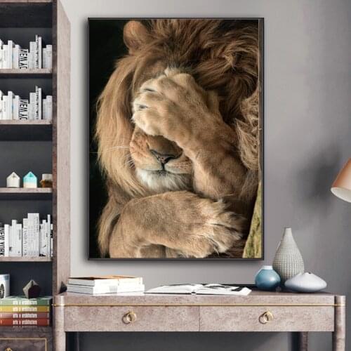 Modern Sleeping Lion Lion King Animal Poster Mural Family Bedroom Childrens Room Wall Decoration Canvas Art (frameless)