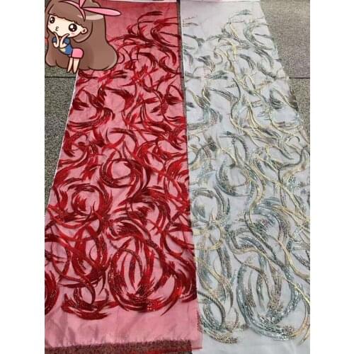 Special handmade french net lace fabric Embroidered Lace Fabric L-9496 with beads