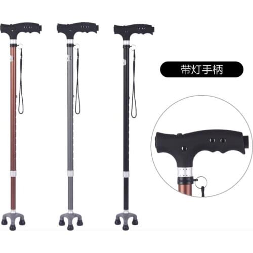 Adjustable Aluminum walking cane 3 in 1 medical walk stick with light for old people hiking trekking outdoor sports 72cm to 92c