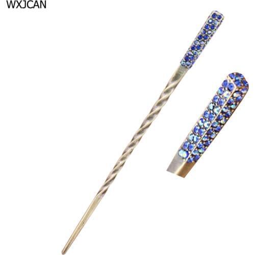 WXJCAN 3 Color sticks for hair Hair jewelry Vintage AAA rhinestone hairpin Horquillas de pelo para mujer H1091