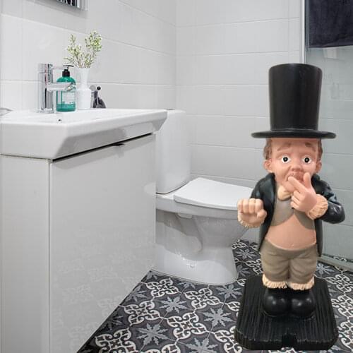 Funny Creative Spoof Paper Holder Statue Cute Decorative Resin Butler Shape Tissue Stand Rack Sculpture for Toilet Desktop Decor