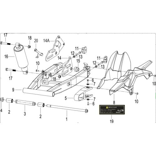 Rear swim arm rear fender rear shock absorber page of Benelli TNT150 BJ150-29A BJ150-29B