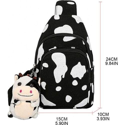 Women Cute Cow Print Purse Canvas Cell Phone Bag Sling Bag Crossbody Bag
