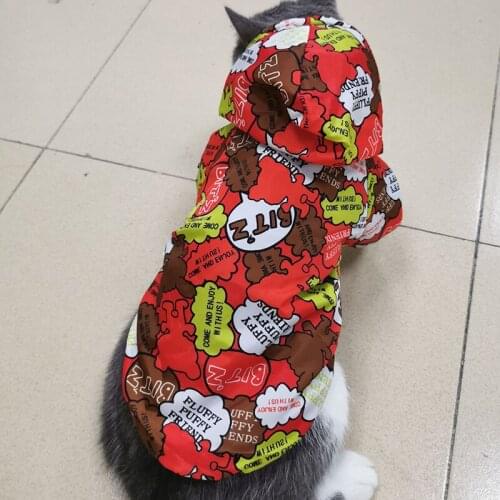 Winter Small Dog Clothes Cartoon Printed Thick Warm Down JacketPuppy Cat Outdoor Clothing Hoodies For Yorkshire Teddy Outfit Set