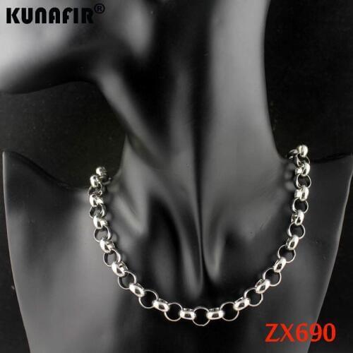 18-38Inch - 10mm big stainless steel necklace round rolo link chains women fashion jewelry 12pcs ZX690