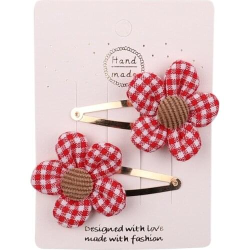2Pcs/Set 12 Colors Flower Hair Clip Set DIY Handmade Headwear Cartoon Clips Gifts Hairpin Headdress For Kids Hair Accessories