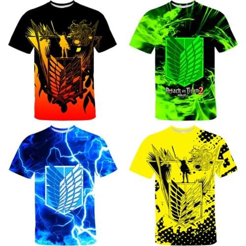 3d Print Attack on Titan Summer Graphic Tshirt Men Funny Cartoon Streetwear T-shirt Fashion Japanese Anime Hip Hop Top Tees Male
