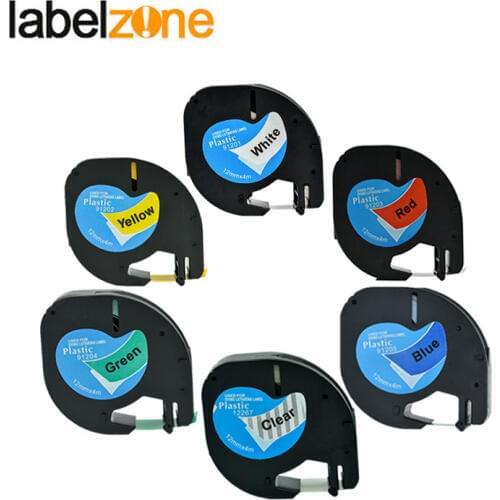 6pcs Multicolor 12mm Label Tapes Compatible Dymo 16952 91331 91332 91333 91334 91335 Plastic Tape for DYMO Letratag Printers