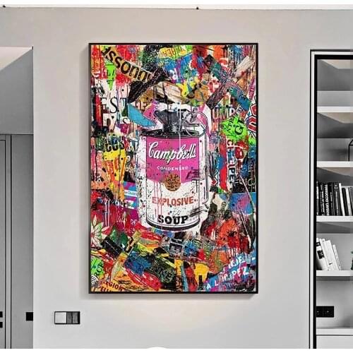 Abstract Modern Iron Barrel Graffiti Canvas Paintings Street Art Posters and Prints Wall Art Pictures for Living Room Home Decor