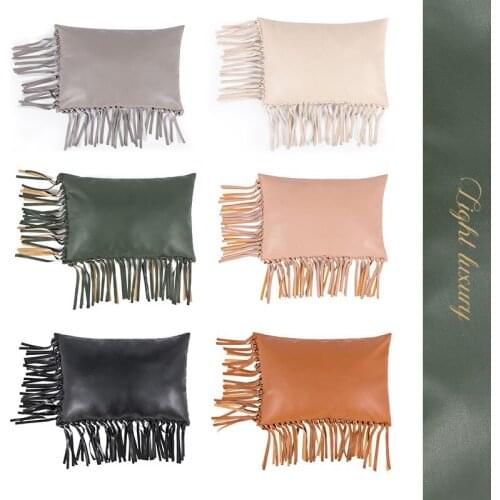 American solid color PU leather pillow Handmade tassel cushion pillowcase custom made Cushion cover 35x50cm