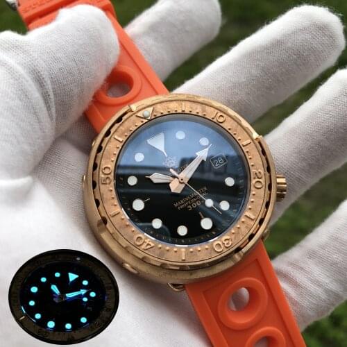 STEELDIVE 1975s CuSn8 Tin Bronze Automatic Watch 30Bar Waterproof Diver Watch Mechanical for Men C3 Luminous Hands Ceramic Bezel