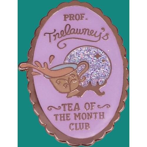 Tea of The Month Club Enamel Pins Brooch Collecting Shiny Crystal Ball Lapel Badges Men Women Fashion Jewelry Gifts