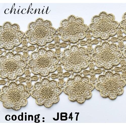 CHICKNIT wide 15cm 1 yard guipure golden Embroidery Lace trim macrame garment accessories Sewing Craft JB47