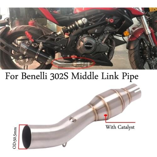 For Benelli 302S Motorcycle Exhaust Escape Modified Stainless Steel Middle Link Pipe With Catalysis Connection 51mm Muffler