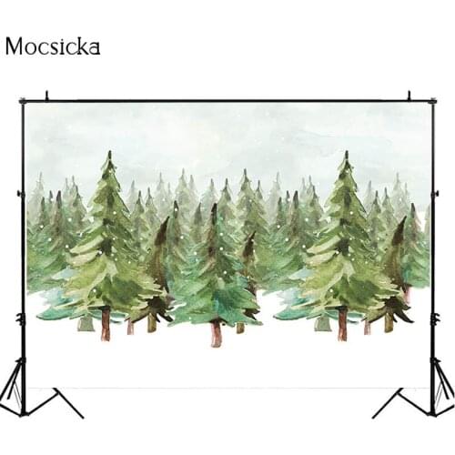 Jungle Forest Backdrop Watercolor Natural Scenery Photography Backdrops Winter Snowflake Newborn Baby Photo Background