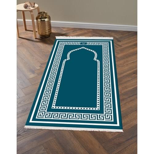 MarkaEv Blue White Color Prayer Rug Prayer Cover Islamic Muslims For Prayer Cover Namazda Kullanılacak Slip-Resistant Prayer Cover