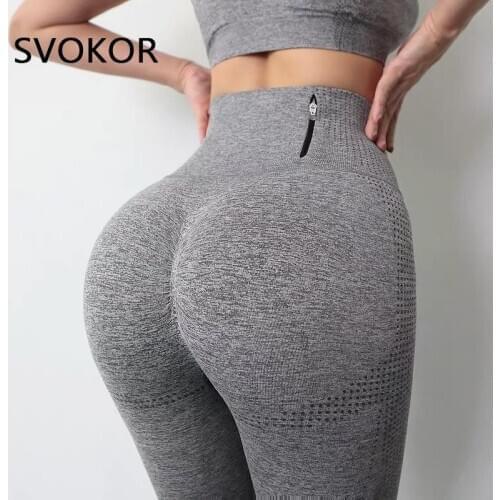 SVOKOR Sport Leggings Pocket Women Fitness Legging High Waist Gym Leggins Push Up Zipper Butt Lifting Sexy Elastic Tights Pants