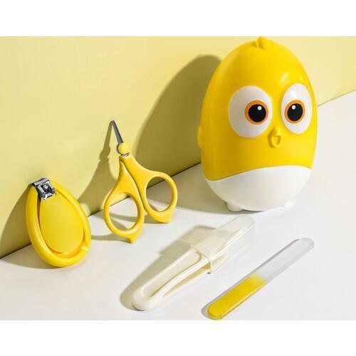 Cartoon Baby Nail Trimmer Baby Nail Care Set 4pcs Baby Nail Clipper Scissor File Tweezer With Case Baby Manicure Set For Newborn