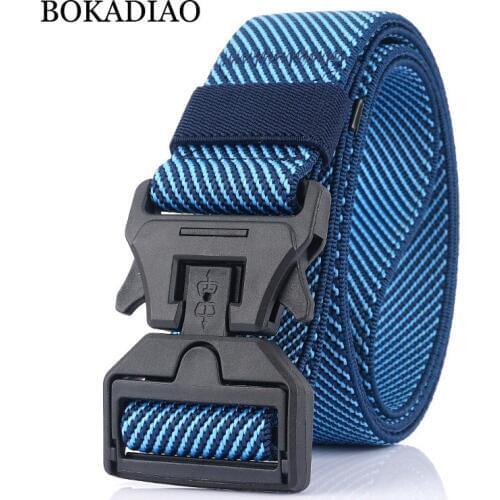 BOKADIAO Men belt Military Combat Stretch elastic nylon Belt plastic buckle Tactical Belts Outdoor Training Waistband male strap