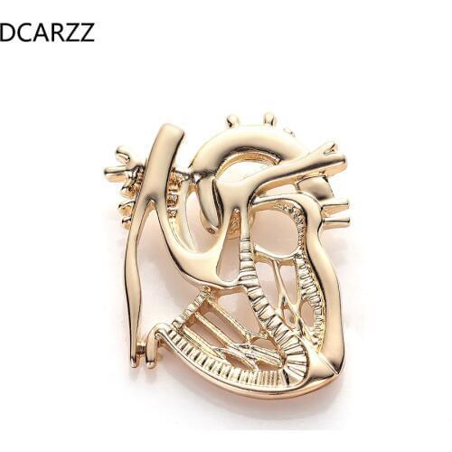 New Heart Shape Brooch Pin Gold Jewelry Gift Nurse Medical Christmas Pin Badge Jewelry Metal Pins Men Accessories