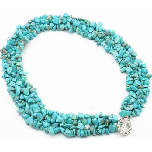 Vintage Style Turquoises Calaite Stone Beads Necklace Irregular Chip 5-7mm Fashion Statement Women Torque Chain Jewelry 18" A440