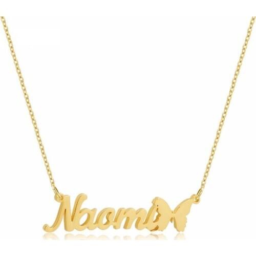 Personalized Name Necklace Stainless Steel Butterfly Design Customized Letters Choker Necklace Birthday Gift