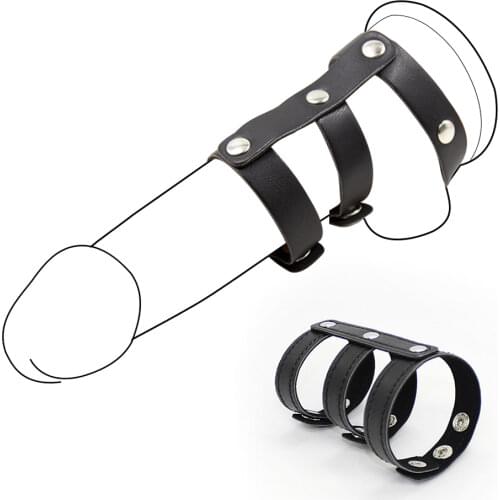 Erotic Sex Toys Adjustable Leather Penis Rings Cocks Bondage Strap Sex Toys For Men Male Chastity Cage Device Sex Products