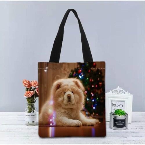 Dog Chow Handbag Foldable Shopping Bag Reusable Eco Large Unisex Canvas Fabric Shoulder Bags Tote Grocery Cloth Pouch 1208