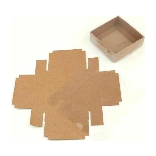 Modern Embroideries Box 50 Pcs Acetate Cover Kraft Box 8 cm * 8 cm * 3 cm