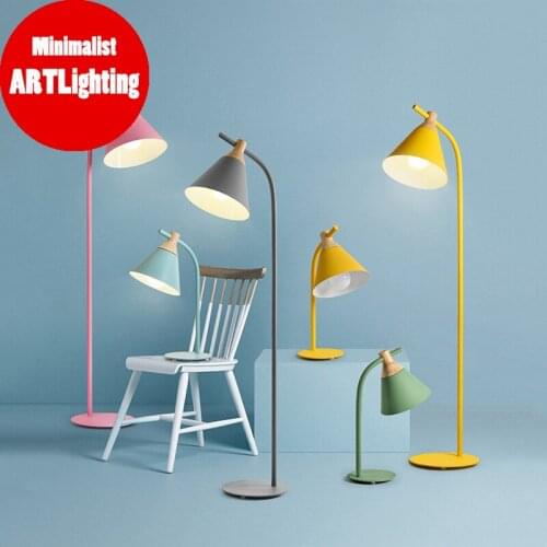 Modern LED Corner Floor Lamp Nordic Minimalist Creative Floor Light Bedroom Standing Lamp Study Colorful Macarons Floor Lamp