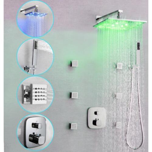 Light showers all three functions embedded dark outfit thermostatic shower spray massage with embedded box side suit