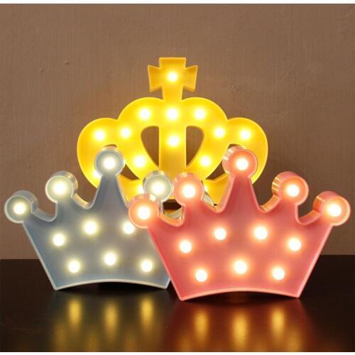 Dry Battery Yellow Crown LED night light children room clothing store creative led battery light Room Decoration Crown Lighting
