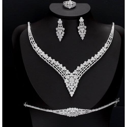 TIRIM 4PCS Luxury Sets AAA Cubic Zirconia Flower Shape Jewelry for Women Wedding & Engagement Party Middle East Free Shipping