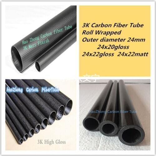 3k Carbon Fiber Tube/Pipes OD 24mm ID 20mm 22mm X L500mm (Roll Wrapped) Light Weight, High Strength