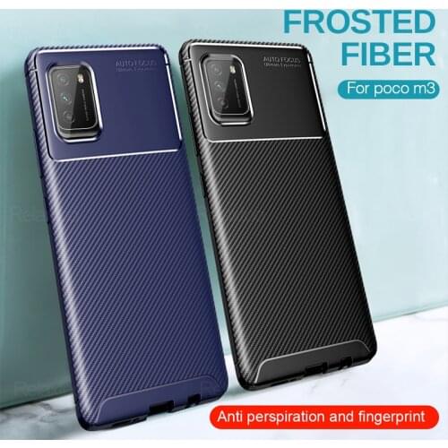 Carbon fiber phone case for xiaomi poco m3 m 3 pro m3pro 5g shell anti-fall shockproof protective cover pocom3 pro shell 6.5"