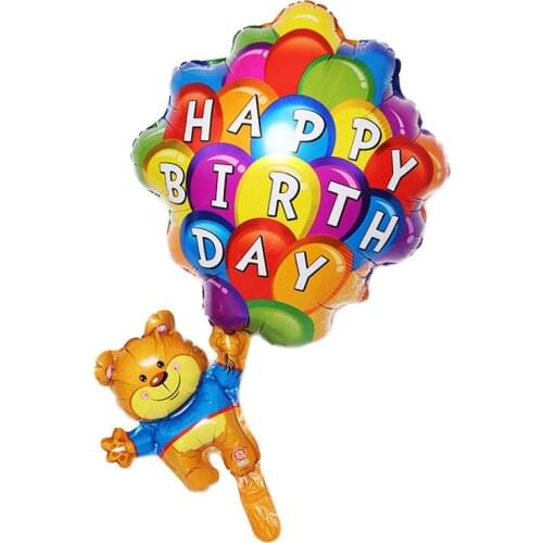 Happy birthday balloon bear parachute aluminum foil balloon children birthday party decoration floating toy balloon