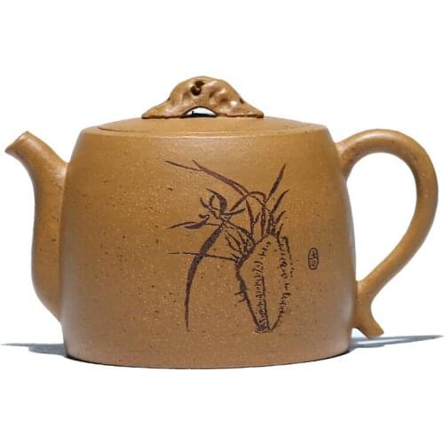 Yixing Purple Clay Pot Handmade Raw Ore Kuihuang Zhuni Lingshi Teapot Kung Fu Tea Set Household Teapot Tea Infuser